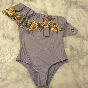 Aloha floral ruffle one piece M-L